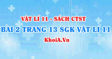Bài 2 trang 13 SGK Vật lí 11 Chân trời sáng tạo